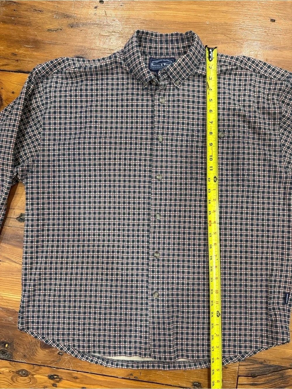 Bowen & Wright Plaid Long-Sleeve Button-Up Shirt - Brown/Red/Green Size Large